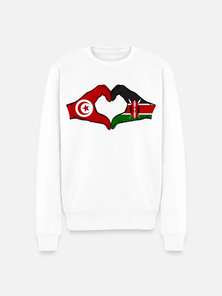 Tunisia Kenya Flag Hands Heart - Men's Premium Organic Jumper - white