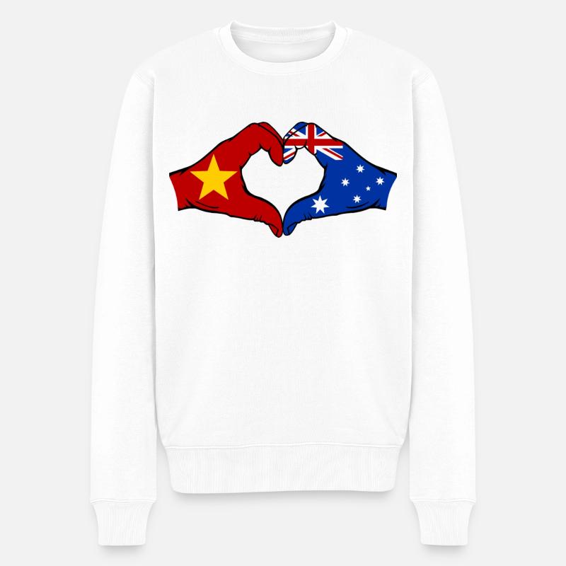 Vietnam Australien Flagge Hände Herzform - Männer Premium Bio Pullover - Weiß