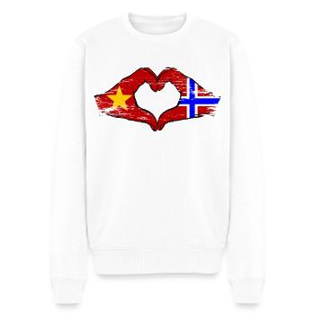 Vietnam Norwegen Flagge Hände Herzform used - Männer Premium Bio Pullover - Weiß - Vorne - Thijin (182cm)