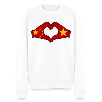 China Vietnam Flagge Hände Herzform - Männer Premium Bio Pullover - Weiß - Vorne - Thijin (182cm)