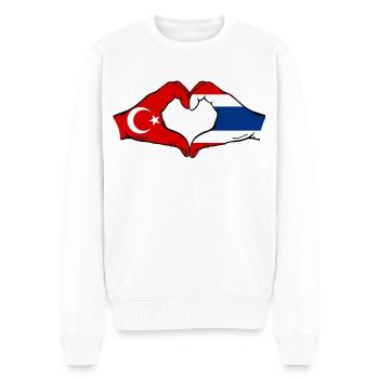 Turkey Thailand Flag Hands Heart Shape - Men's Premium Organic Jumper - white - Front - Thijin (182cm)