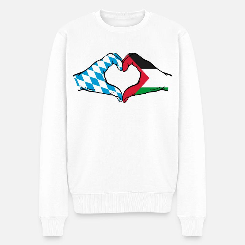 Bayern Palästina Flagge Hände Herzform - Männer Premium Bio Pullover - Weiß