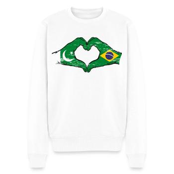 Pakistan Brésil drapeau mains forme de coeur utilisé - Pull Premium bio Homme - blanc - Devant - Thijin (182cm)