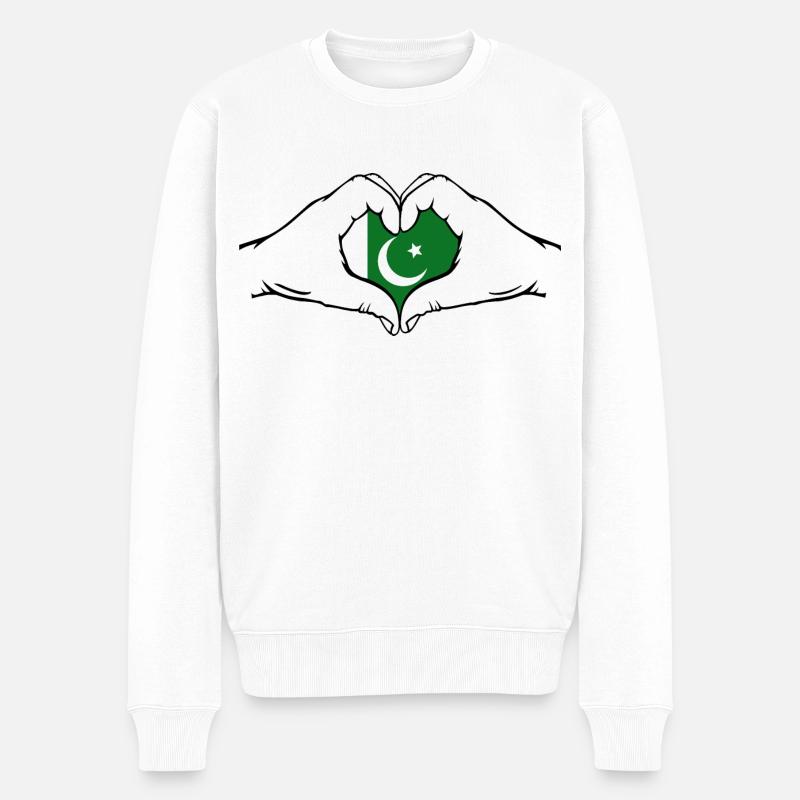 Pakistan Herzform - Männer Premium Bio Pullover - Weiß