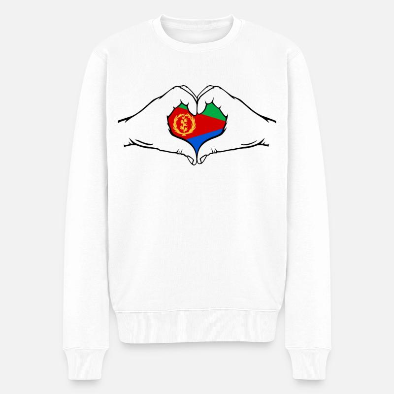 Eritrea Herzform - Männer Premium Bio Pullover - Weiß