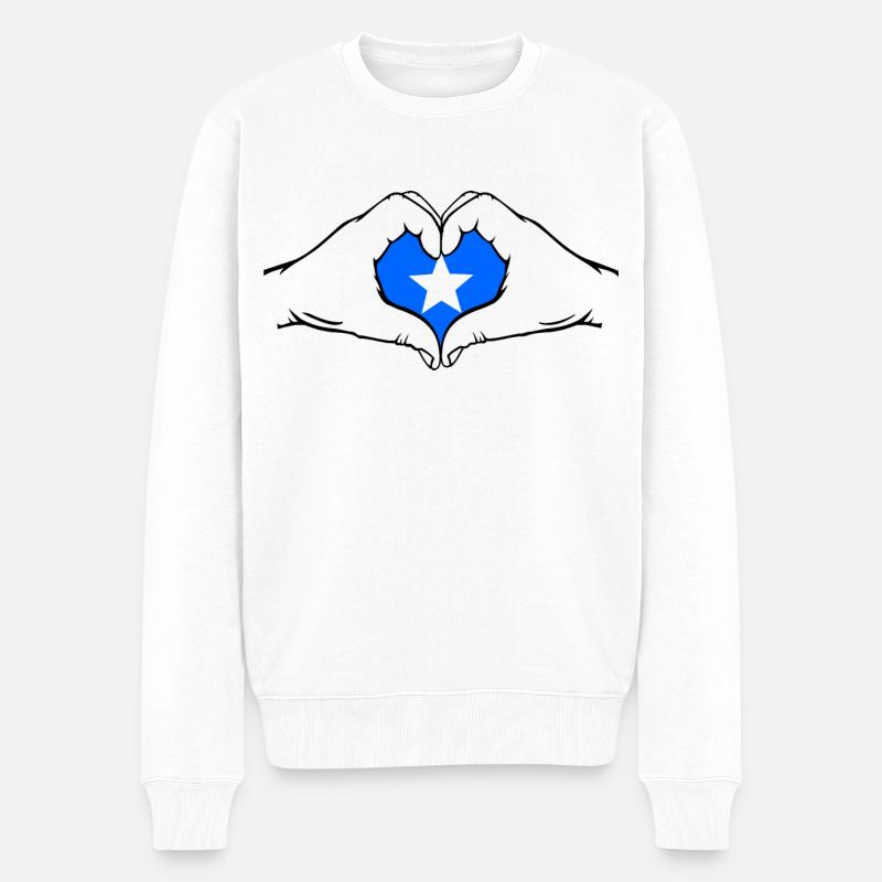 Somalia Herzform - Männer Premium Bio Pullover - Weiß