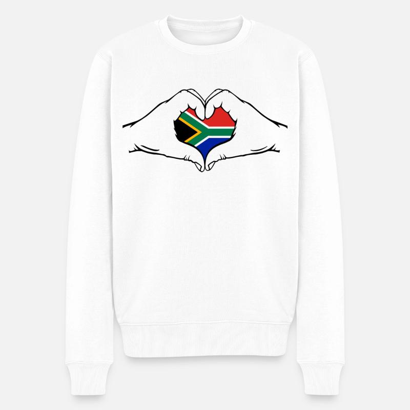 Südafrika Herzform - Männer Premium Bio Pullover - Weiß