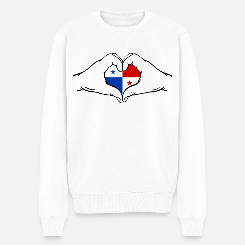 Panama Flagge Herzform - Männer Premium Bio Pullover - Weiß