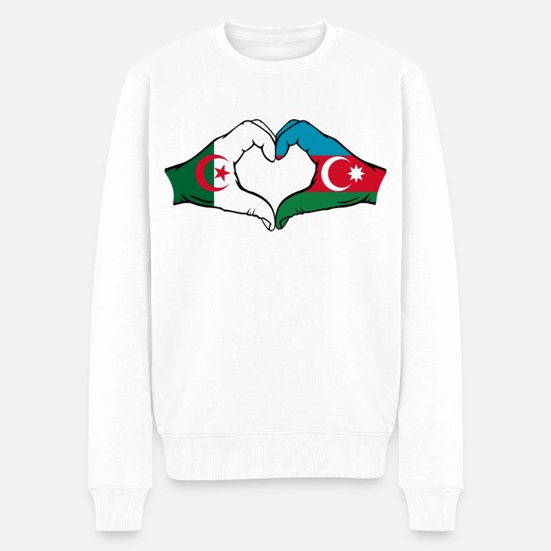 Algérie AzerbaïdjanForme de coeur avec les mains - Pull Premium bio Homme - blanc