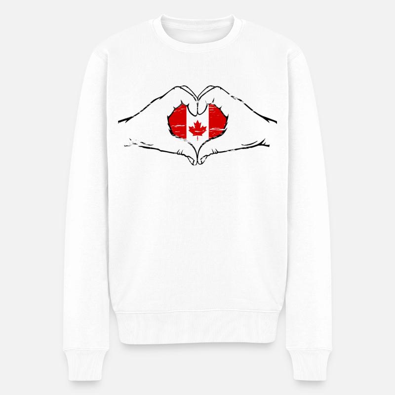 Kanada Flagge Herzform used - Männer Premium Bio Pullover - Weiß