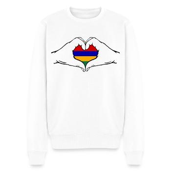 Drapeau de l’île Maurice Aiguilles en forme de coeur - Pull Premium bio Homme - blanc - Devant - Thijin (182cm)