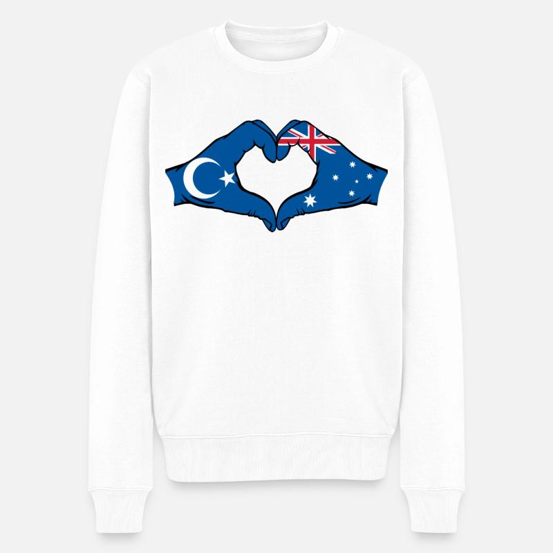 Uiguren Australien Flagge Herzform - Männer Premium Bio Pullover - Weiß