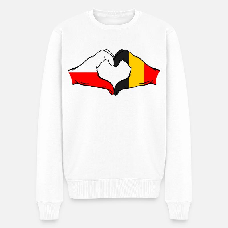 Pologne Belgique drapeau coeur - Pull Premium bio Homme - blanc
