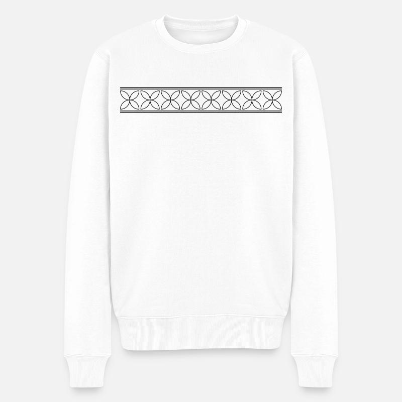 Bandornament mit abstrakten Blüten - Männer Premium Bio Pullover - Weiß