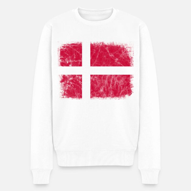 Dänemark Dänische Flagge Dannebrog Skandinavien - Männer Premium Bio Pullover - Weiß