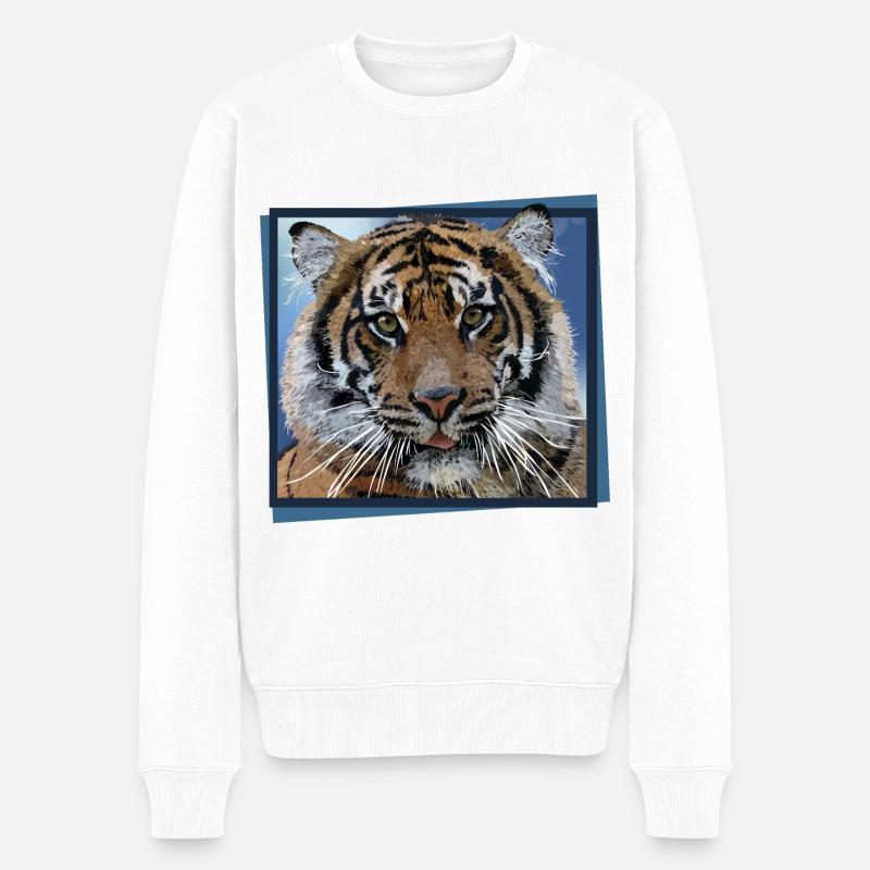 Tiger - Männer Premium Bio Pullover - Weiß