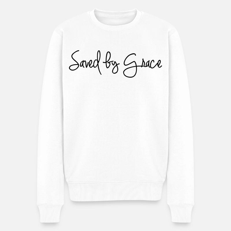 Saved by Grace - Männer Premium Bio Pullover - Weiß