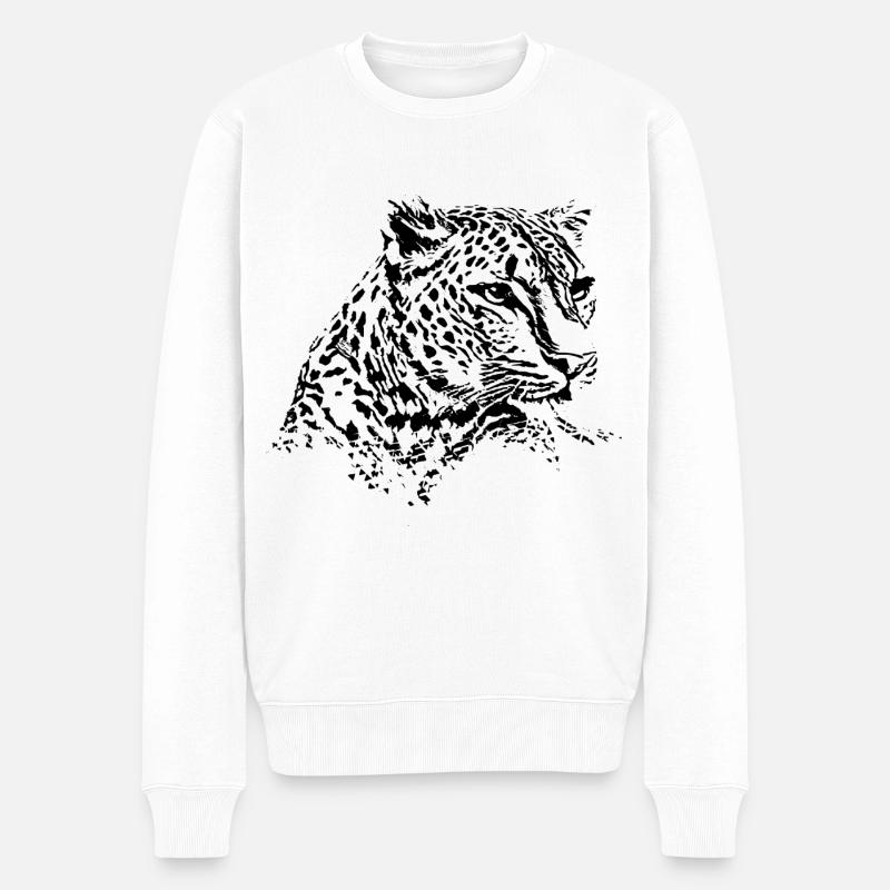 Leopard - Männer Premium Bio Pullover - Weiß
