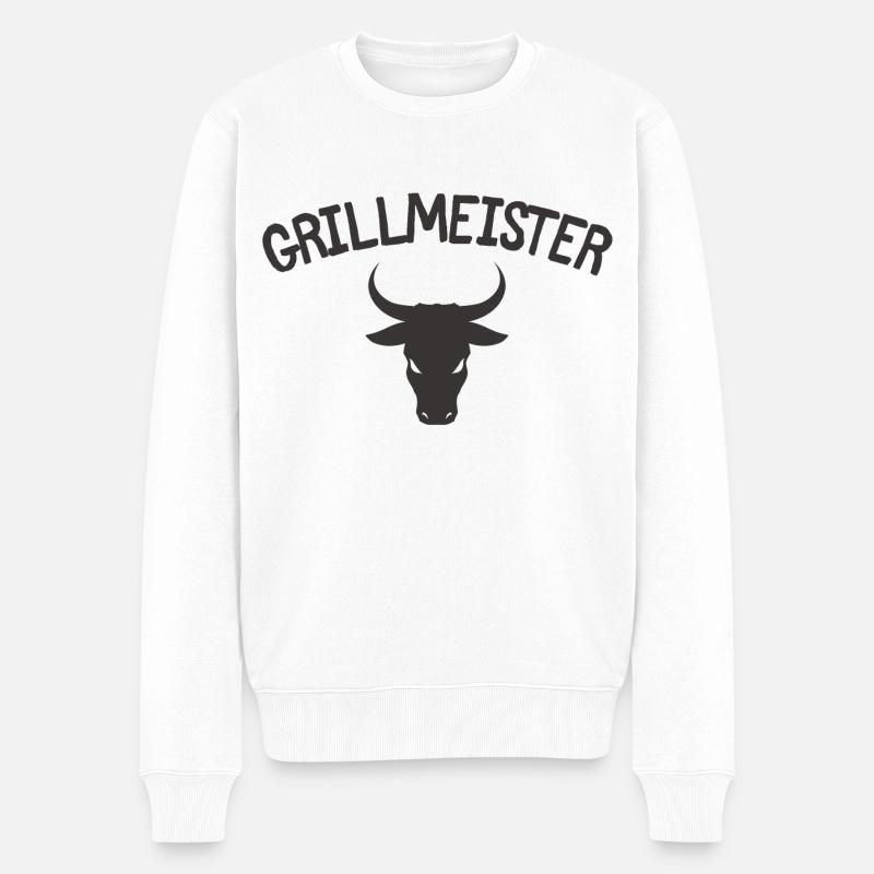 Grillmeister - Männer Premium Bio Pullover - Weiß