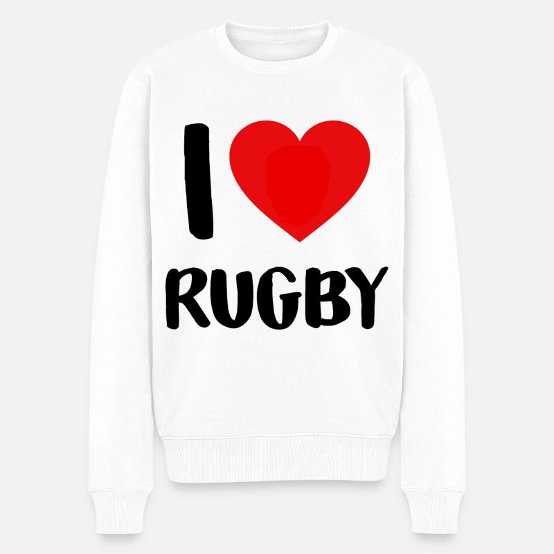Ich liebe RUGBY - Männer Premium Bio Pullover - Weiß