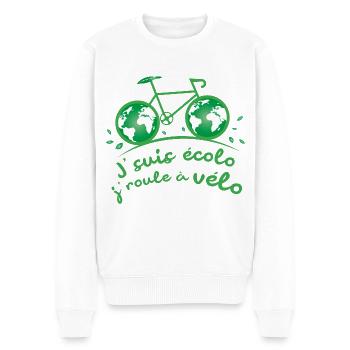 Je suis écolo, je roule à vélo ! - Pull Premium bio Homme - blanc - Devant - Thijin (182cm)