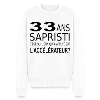 33 ans / anniversaire 33 ans / t-shirt 33 ans - Pull Premium bio Homme - blanc - Devant - Thijin (182cm)
