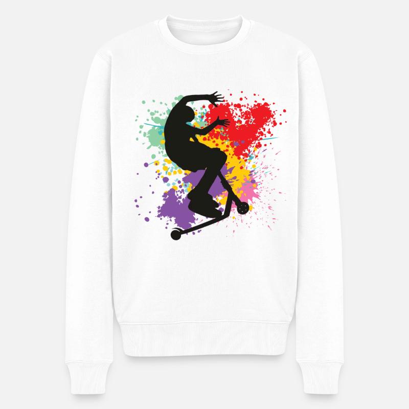 Freestyle-Roller - Männer Premium Bio Pullover - Weiß