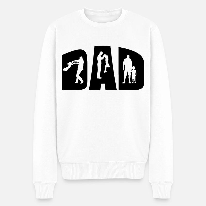 Papa und Tochter Vatertag Geschenk - Männer Premium Bio Pullover - Weiß
