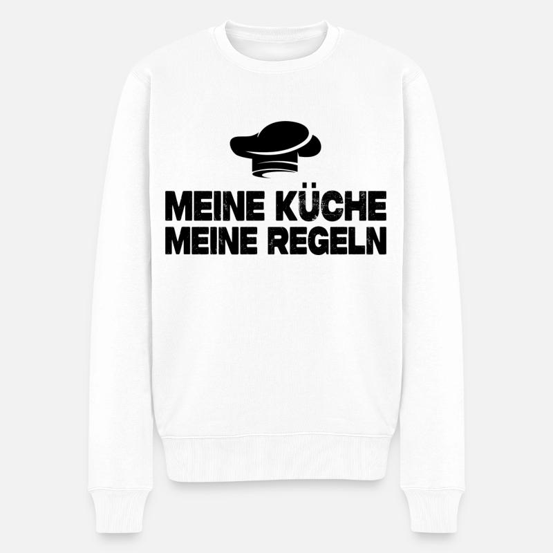 Meine Küche Meine Regeln - Koch Spruch - Männer Premium Bio Pullover - Weiß