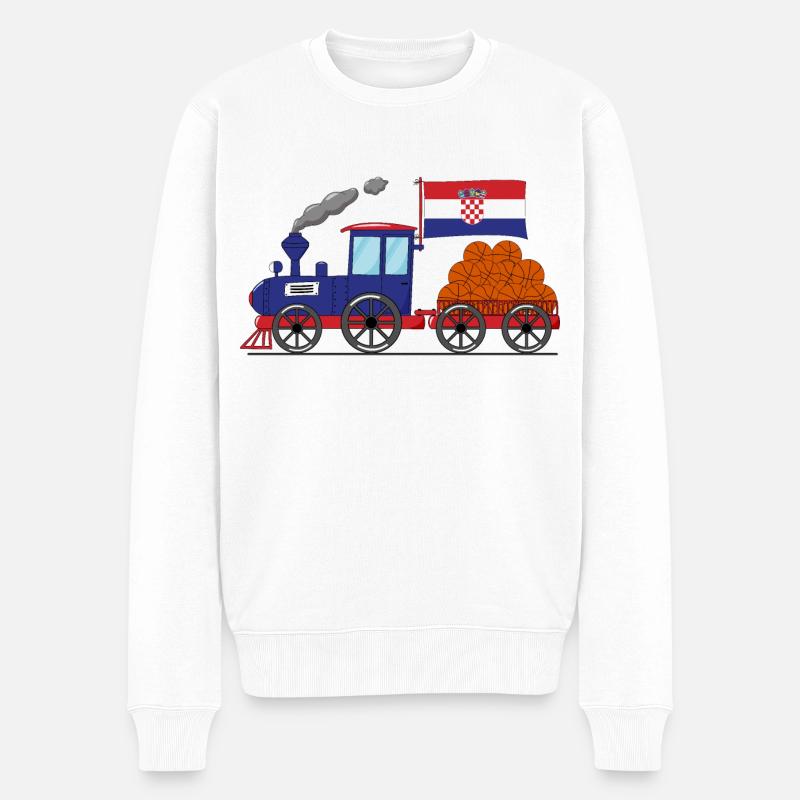 Croatie Flag Basketball Railway - Pull Premium bio Homme - blanc