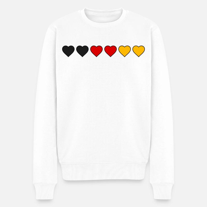 Deutschland Herzen - Männer Premium Bio Pullover - Weiß