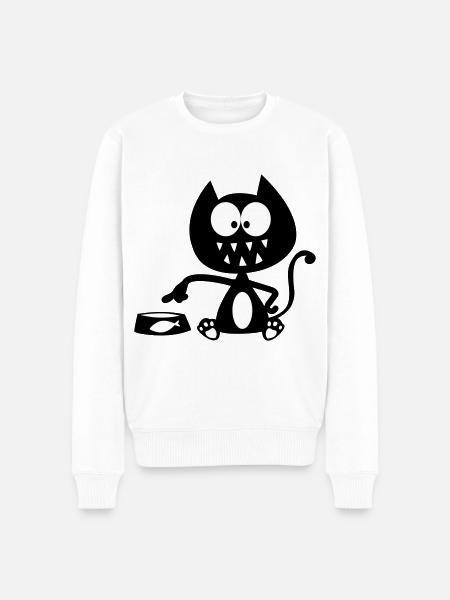 Chat Hungry, chat qui a faim, humour de chat ! - Pull Premium bio Homme - blanc