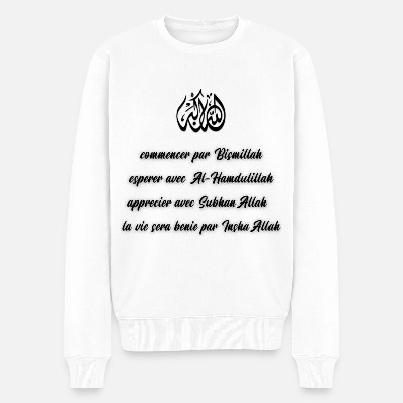 Bismillah Al-Hamdulillah SubhanAllah InchaAllah - Pull Premium bio Homme - blanc