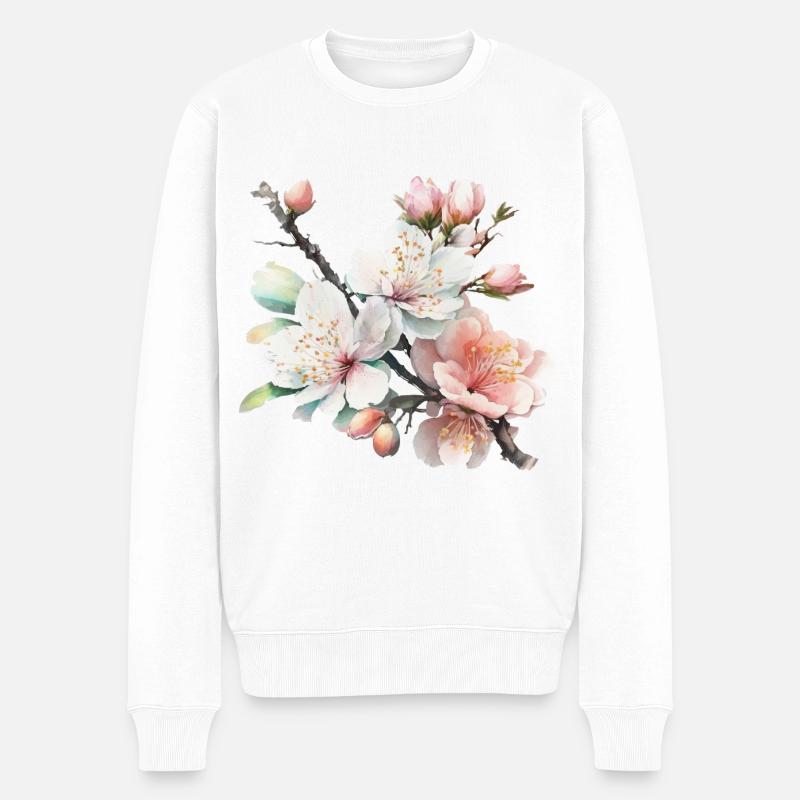 Cerisiers enchanteurs en fleurs - Pull Premium bio Homme - blanc