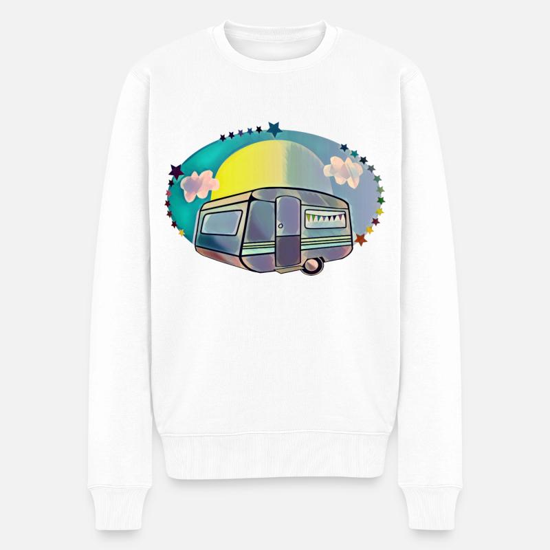 Camping campers caravane Amour - Pull Premium bio Homme - blanc