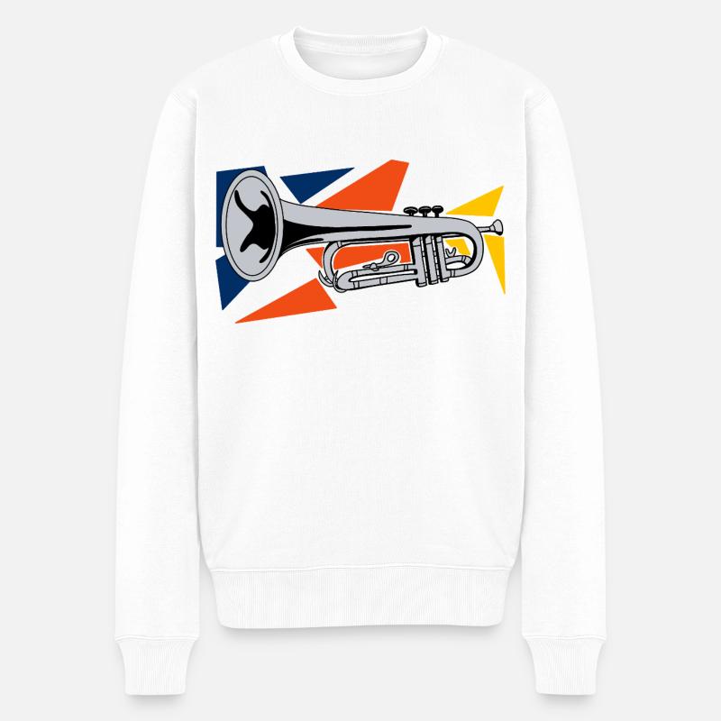 Trompette Argent Pop Art - Pull Premium bio Homme - blanc