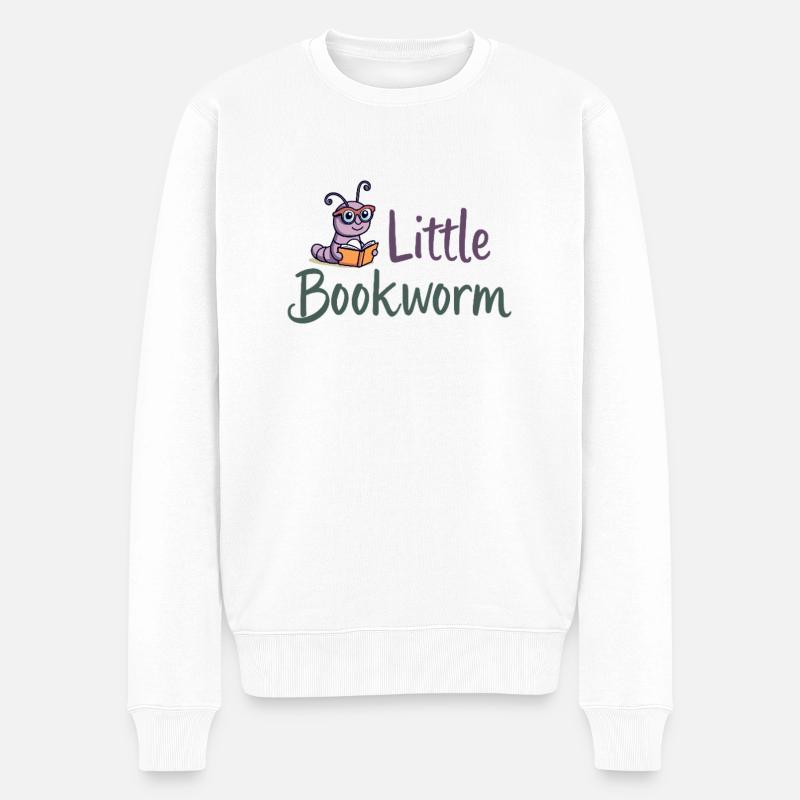 Little Bookworm - Lesewurm Bücherwurm - Männer Premium Bio Pullover - Weiß