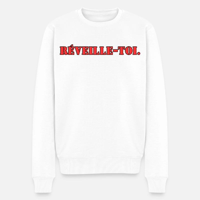 Wach auf - Männer Premium Bio Pullover - Weiß