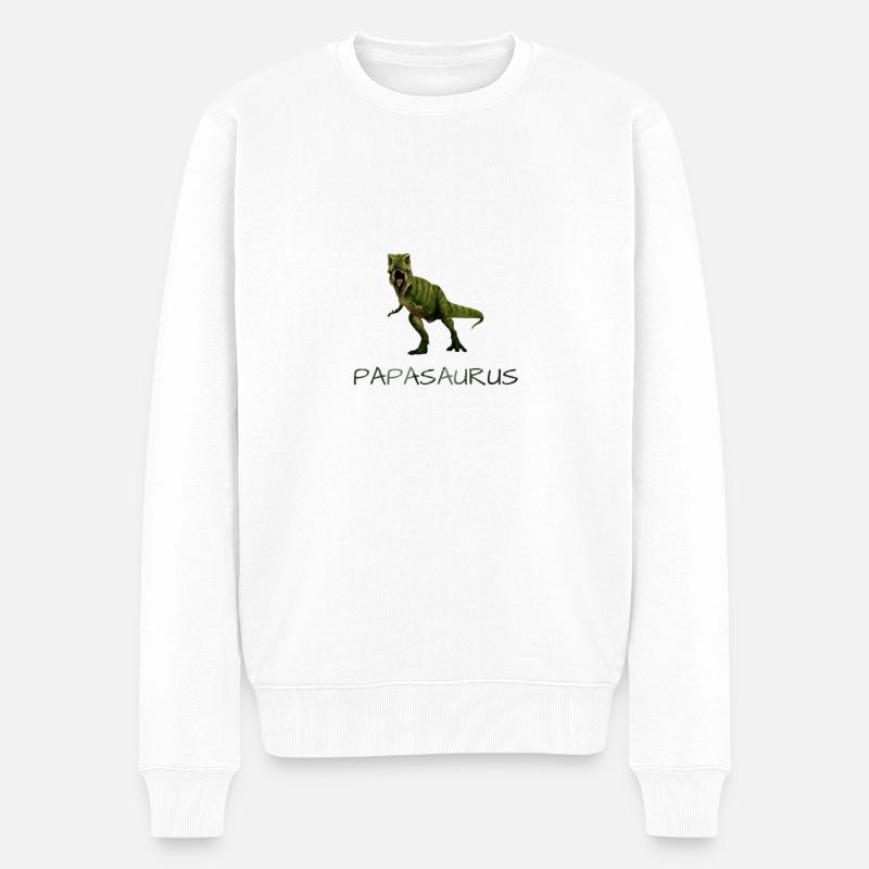 Papasaurus - Männer Premium Bio Pullover - Weiß