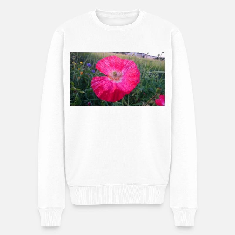 Rote Blume - Männer Premium Bio Pullover - Weiß