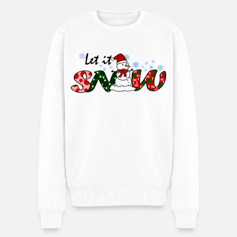 Let it snow_Weihnachten - Männer Premium Bio Pullover - Weiß