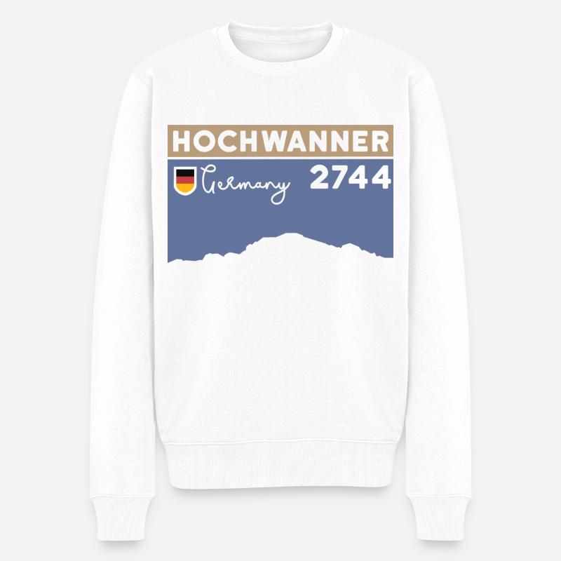 Berg Hochwanner Bergtour Skitour Normalweg Wandern - Männer Premium Bio Pullover - Weiß