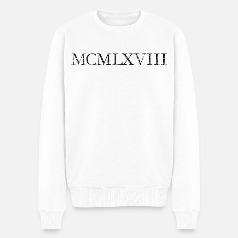 MCMLXVIII 1968 Romain Anniversaire Année - Pull Premium bio Homme - blanc