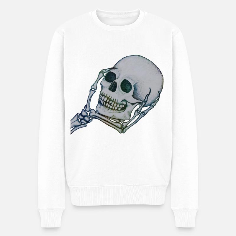 HELLFARBIGER SCHÄDEL - Männer Premium Bio Pullover - Weiß
