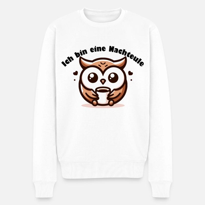 Ich bin eine Nachteule - Männer Premium Bio Pullover - Weiß