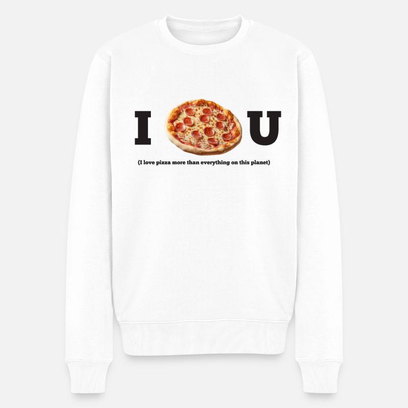 I love pizza - Männer Premium Bio Pullover - Weiß