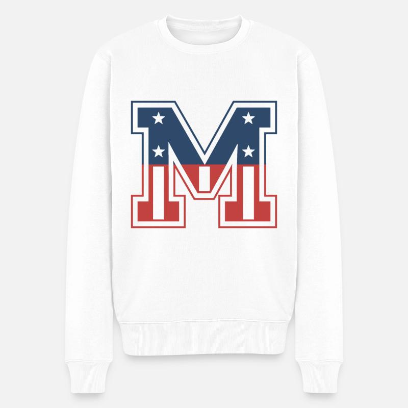 Buchstabe M USA - Männer Premium Bio Pullover - Weiß