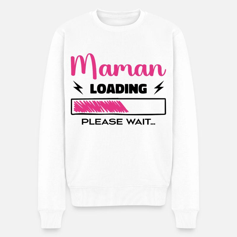 Maman loading Please Wait... - Pull Premium bio Homme - blanc