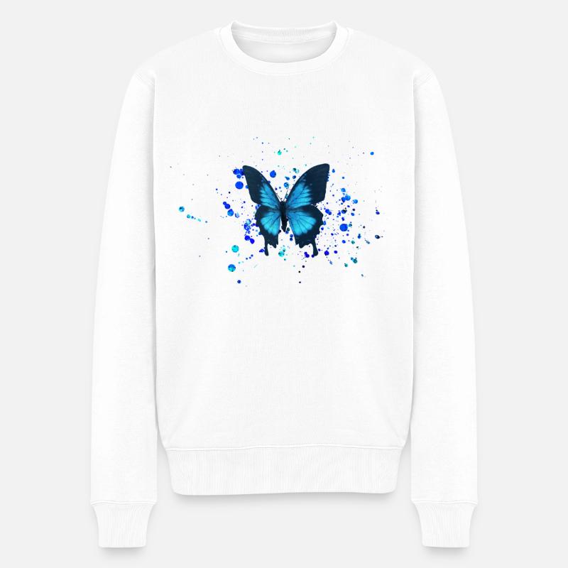 Papillon papillon bleu ciel - Pull Premium bio Homme - blanc