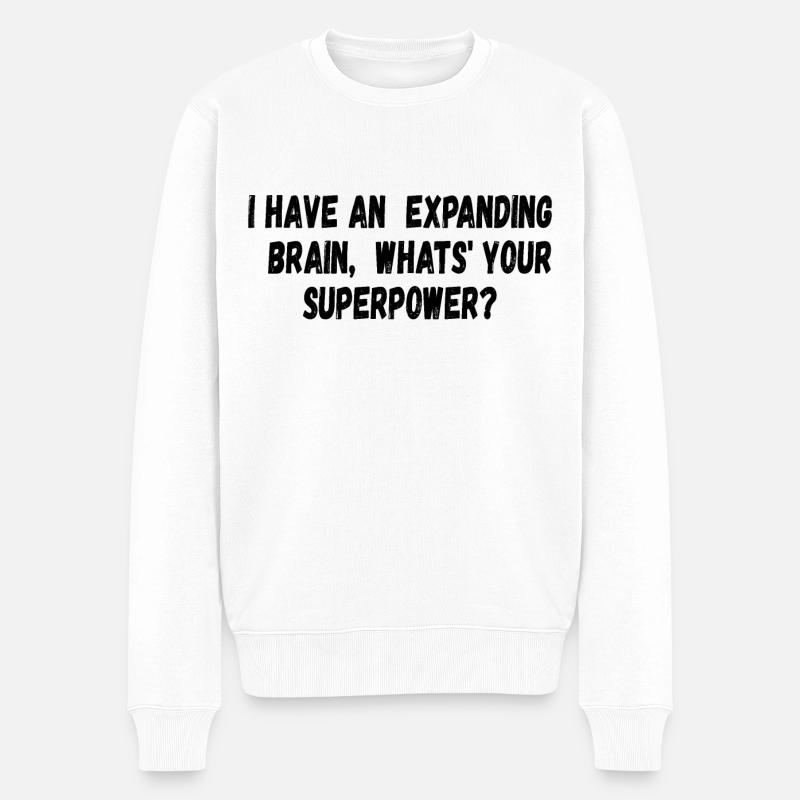 Expanding Brain Superkraft - Männer Premium Bio Pullover - Weiß